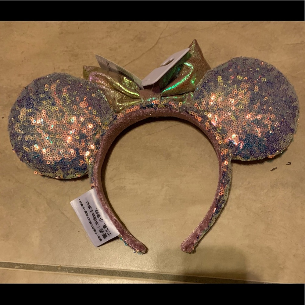Disney Parks Minnie Mouse Ears Headband Pink and Purple Earidescent NEW w/ Tag - Picture 2 of 3